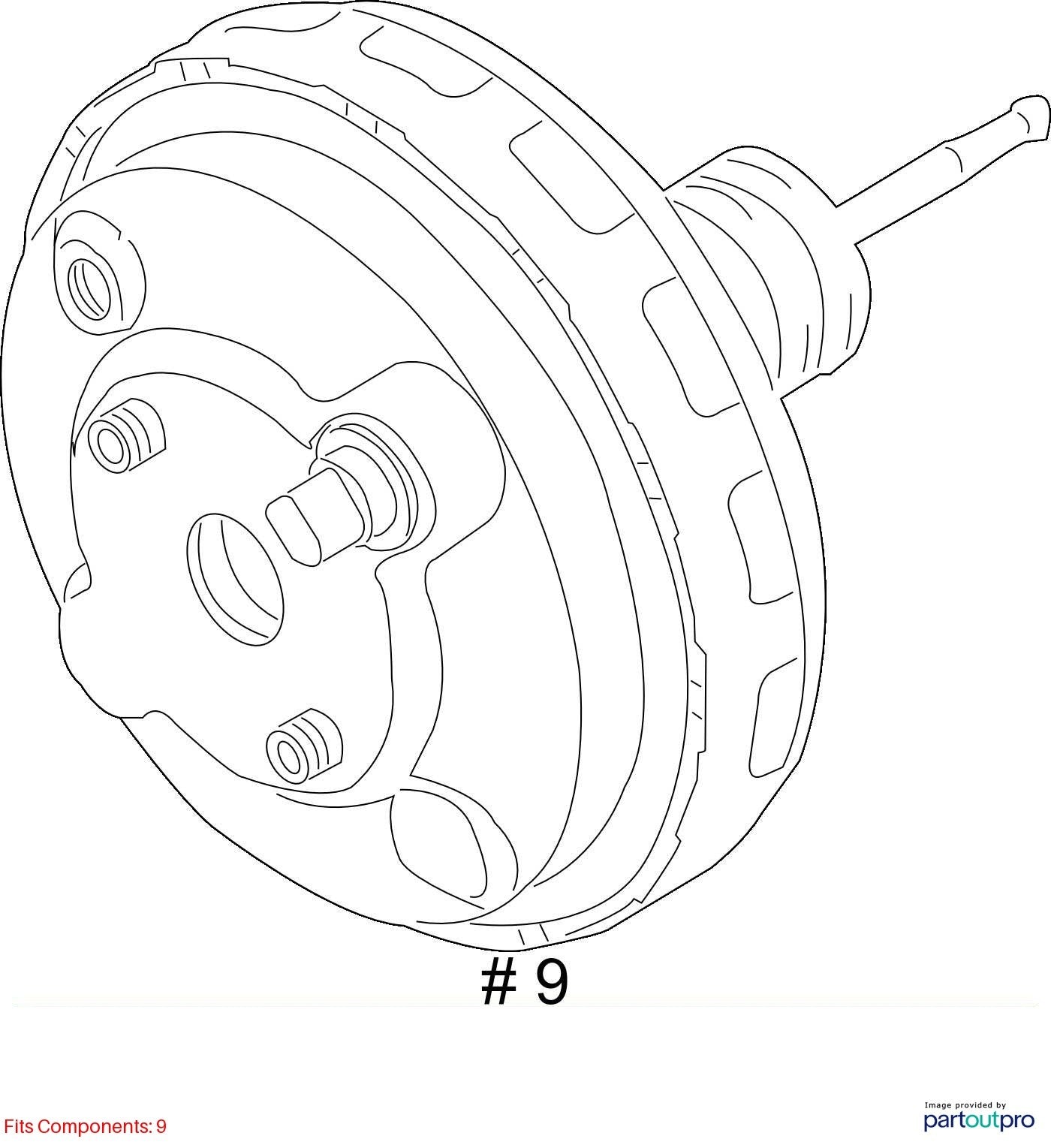 2007 Audi Q7 Brake Servo Dual Diaphragm Used OEM 7L8612105D