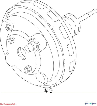 2007 Audi Q7 Brake Servo Dual Diaphragm Used OEM 7L8612105D