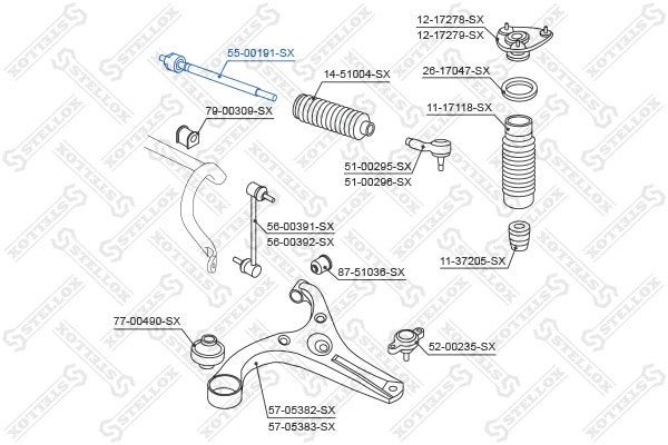 STELLOX 2005-2011 Hyundai Accent Inner Ball Joint Assembly 57724-1E000