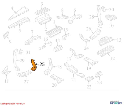 2012–2015 Audi A6 Left Rear Air Guide Channel Used OEM 4G0819347A
