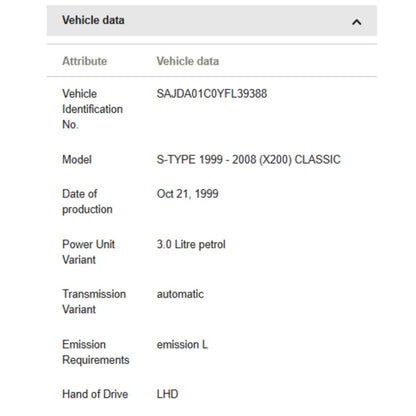 Jaguar 2000 Jaguar S-Type Glove Box Set XR82430