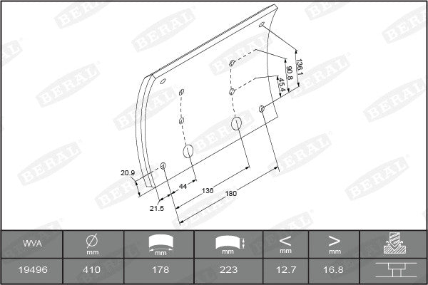 BERAL MAN Brake Lining Kit, Drum Brake KBL19496.9-1575