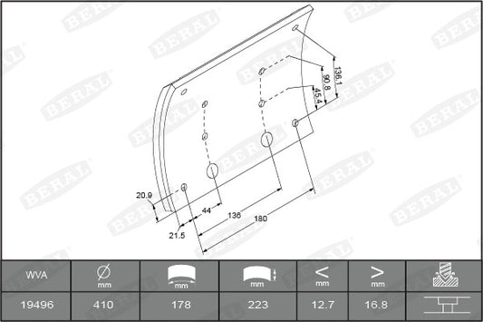 BERAL MAN Brake Lining Kit, Drum Brake KBL19496.9-1575