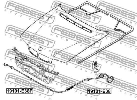 FEBEST BMW Cable Assembly Hood Lock Control 19101-E38