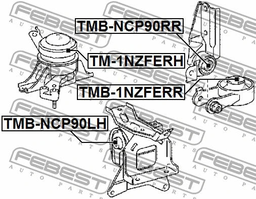 FEBEST 2005-2010 Toyota Yaris Rear Engine Mount Bushing TMB-NCP90RR