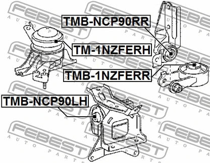 FEBEST 2005-2010 Toyota Yaris Rear Engine Mount Bushing TMB-NCP90RR