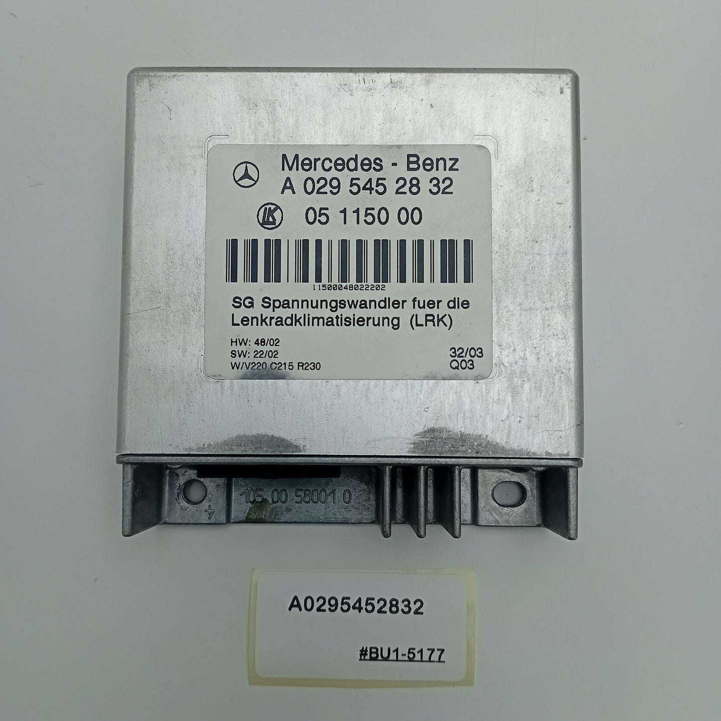 2000-2006 Mercedes-Benz CL500 STEERING WHEEL HEATER CONTROL UNIT A0295452832