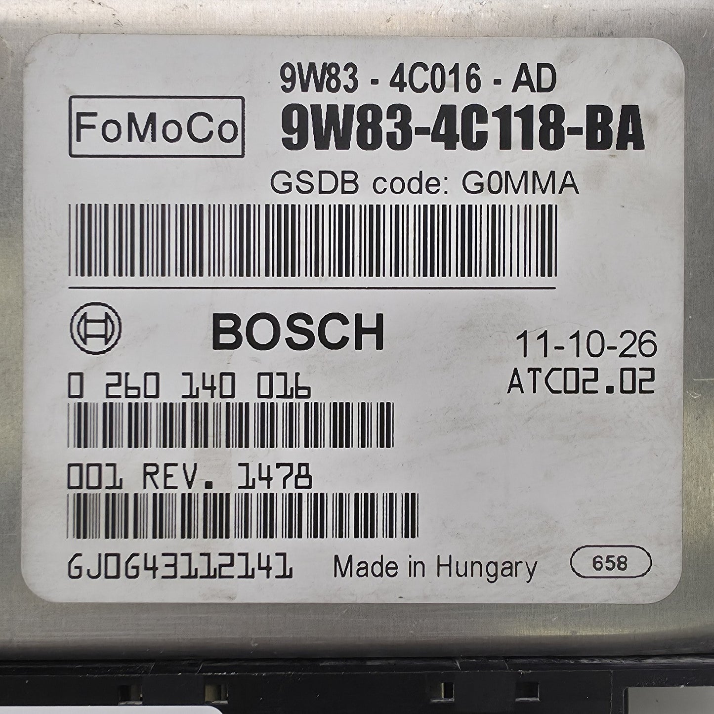 2010-2016 Land Rover Discovery 4 DIFFERENTIAL LOCK CONTROL MODULE 9W834C118BA