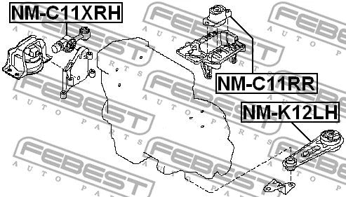 FEBEST 2007-2012 Nissan Tiida Right Engine Mount NM-C11XRH