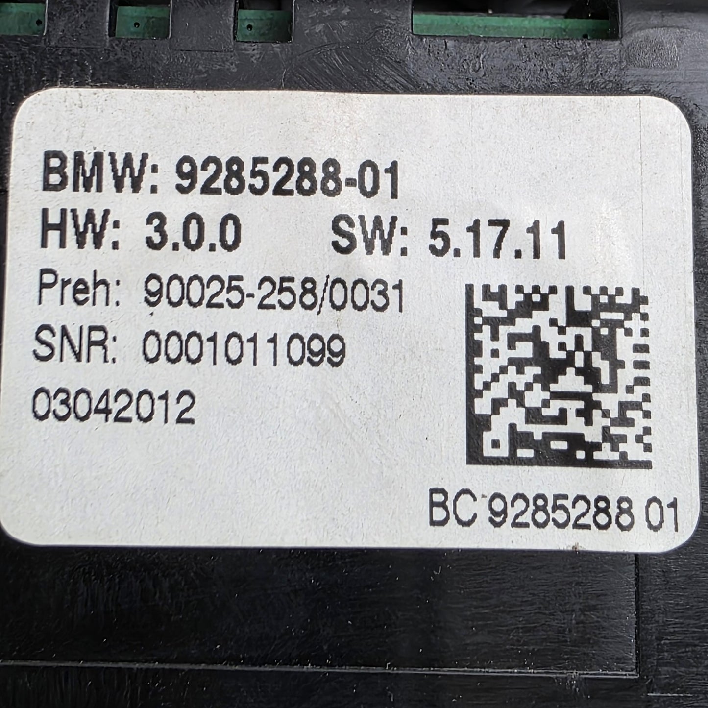 2009-2012 BMW 750Li A/C Climate Control Radio Switch 9285288