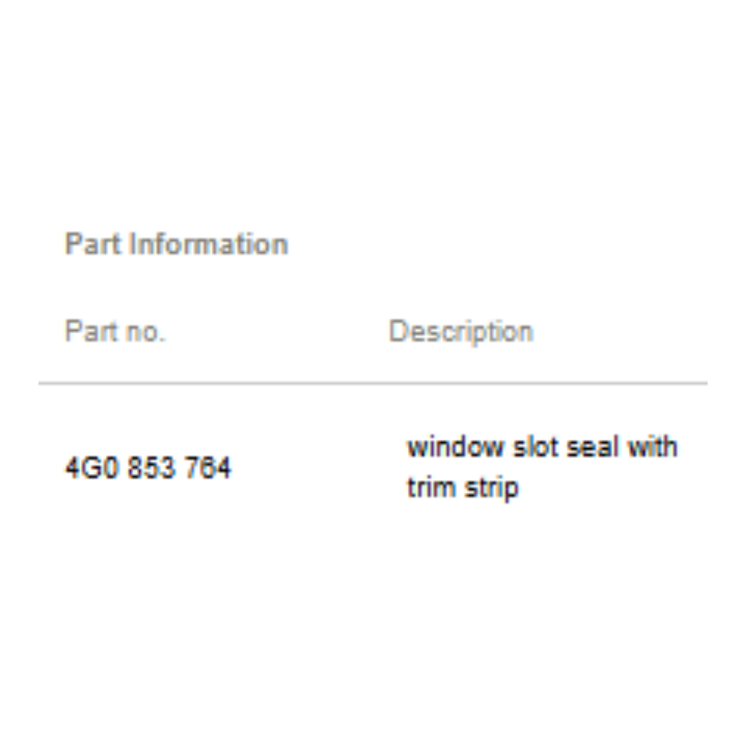 2012–2015 Audi A6 Right Rear Window Slot Seal with Trim Strip Used OEM 4G0853764