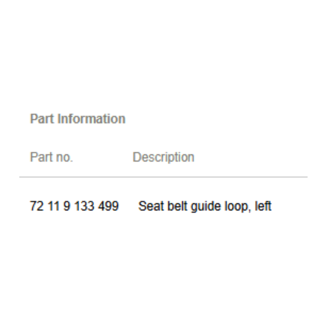2011-2015 Mini Cooper Rear Left Seat‑Belt Guide Used OEM 72119133499