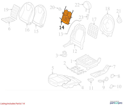 2011–2015 Mini Cooper Front Seat Backrest Spring Mat Left Used OEM 52102752611