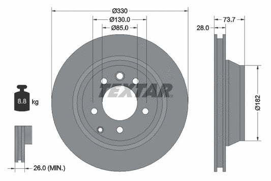 TEXTAR 2004-2018 Volkswagen Touareg Brake Disc 92122005