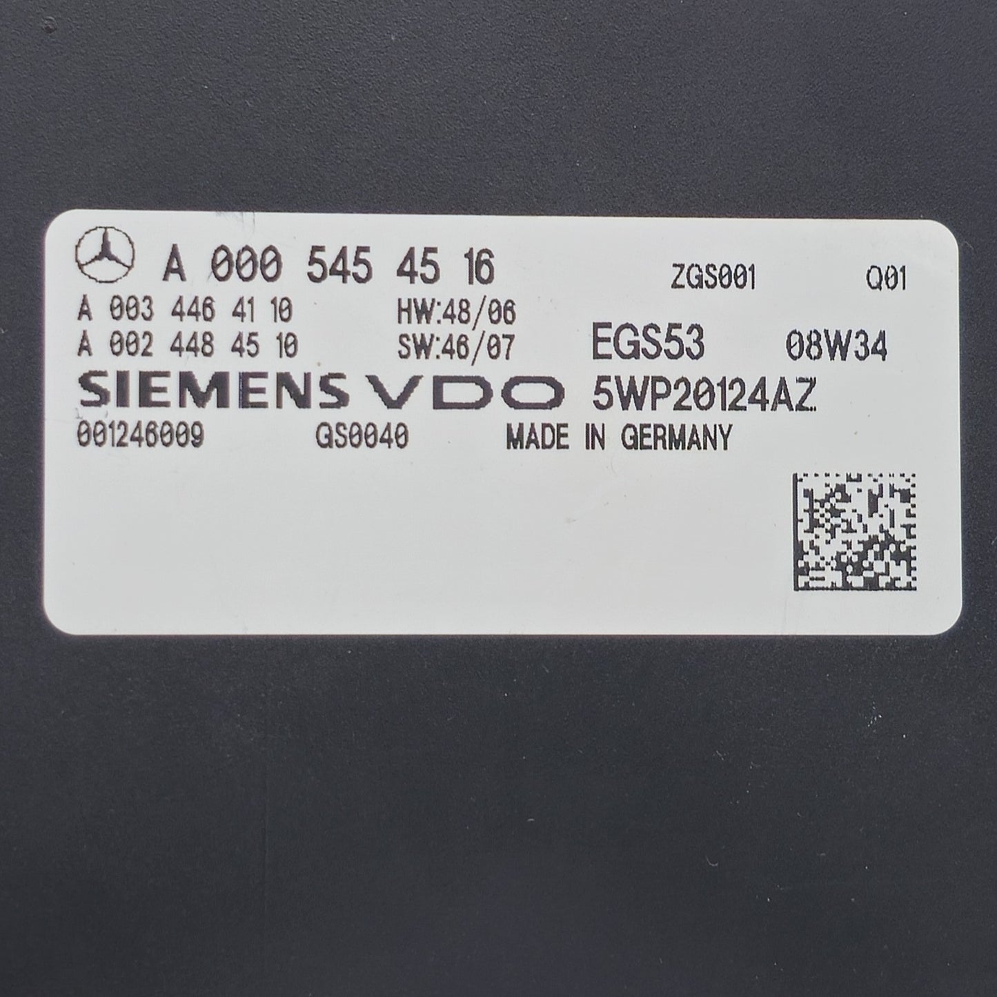 2009 Mercedes-Benz C TRANSMISSION CONTROL MODULE A0005454516