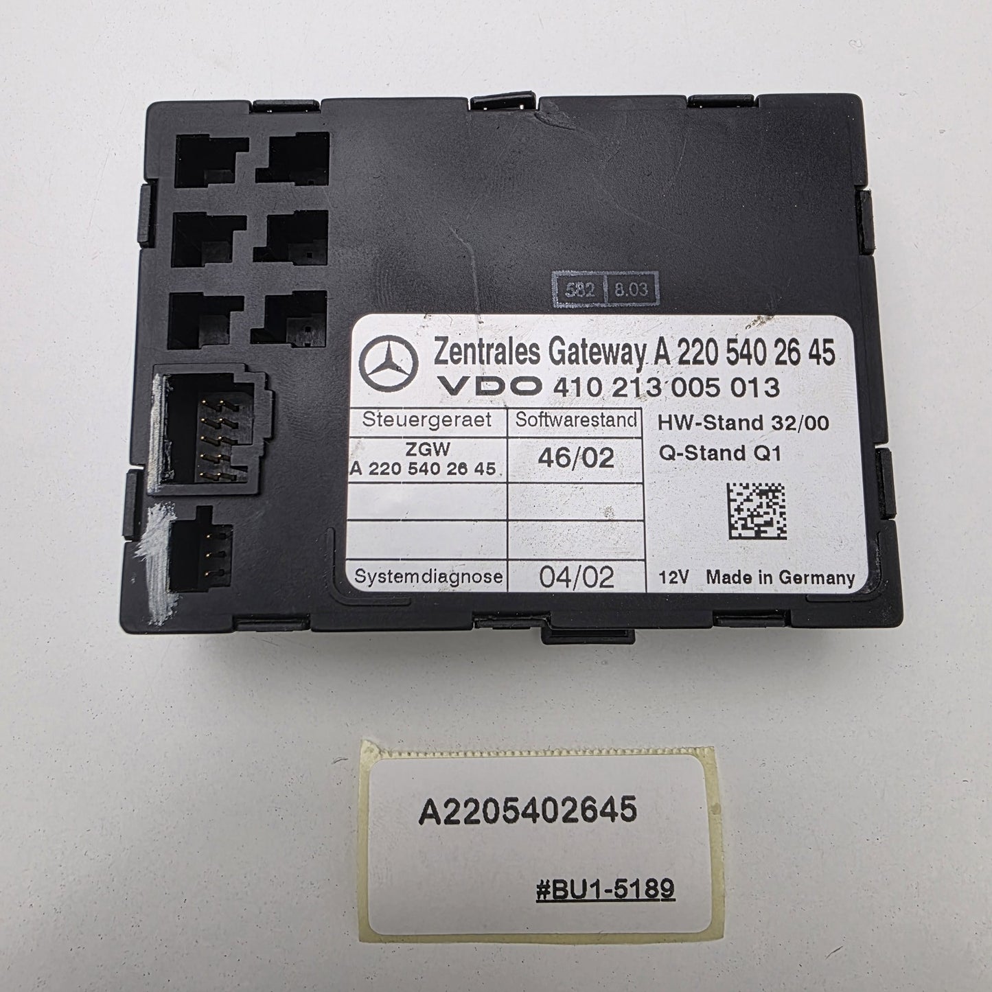 2003-2006 Mercedes-Benz W220 Zentrales Gateway Control Module A2205402645