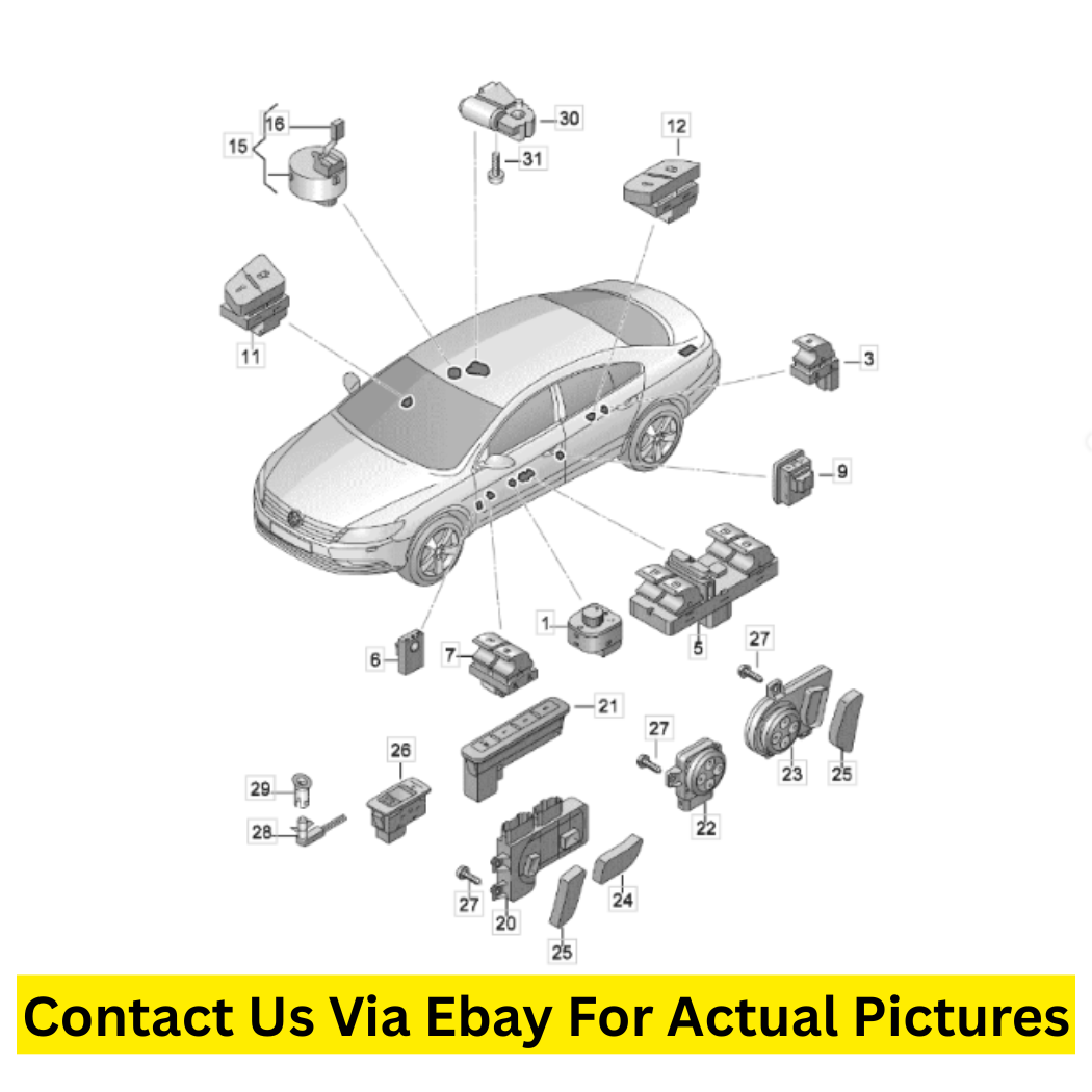 2012 Volkswagen CC Interior Control Switch Combo – Windows, Mirrors & Trunk