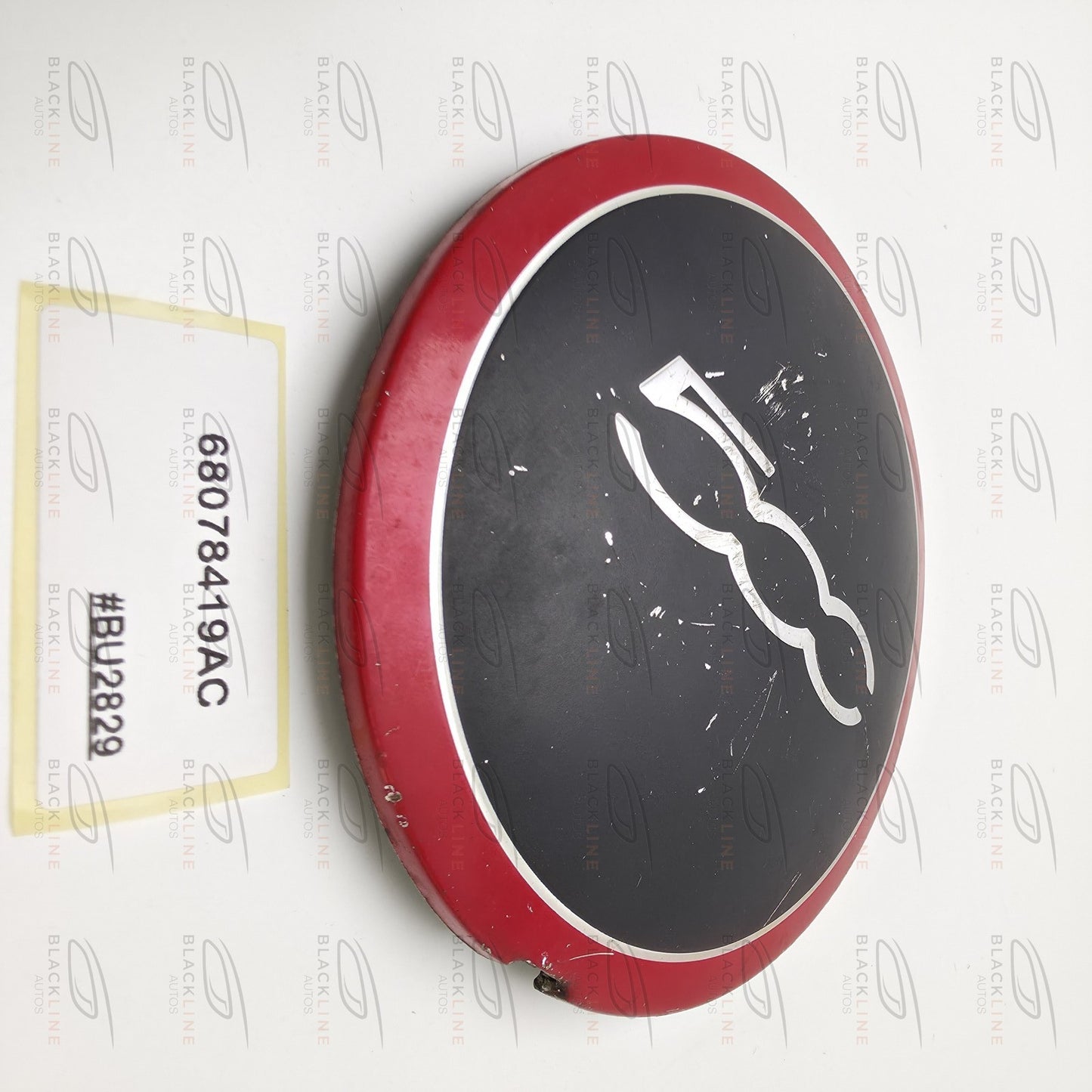 2012-2019 Fiat 500 Wheel Center Cap Black and Red 68078419AC