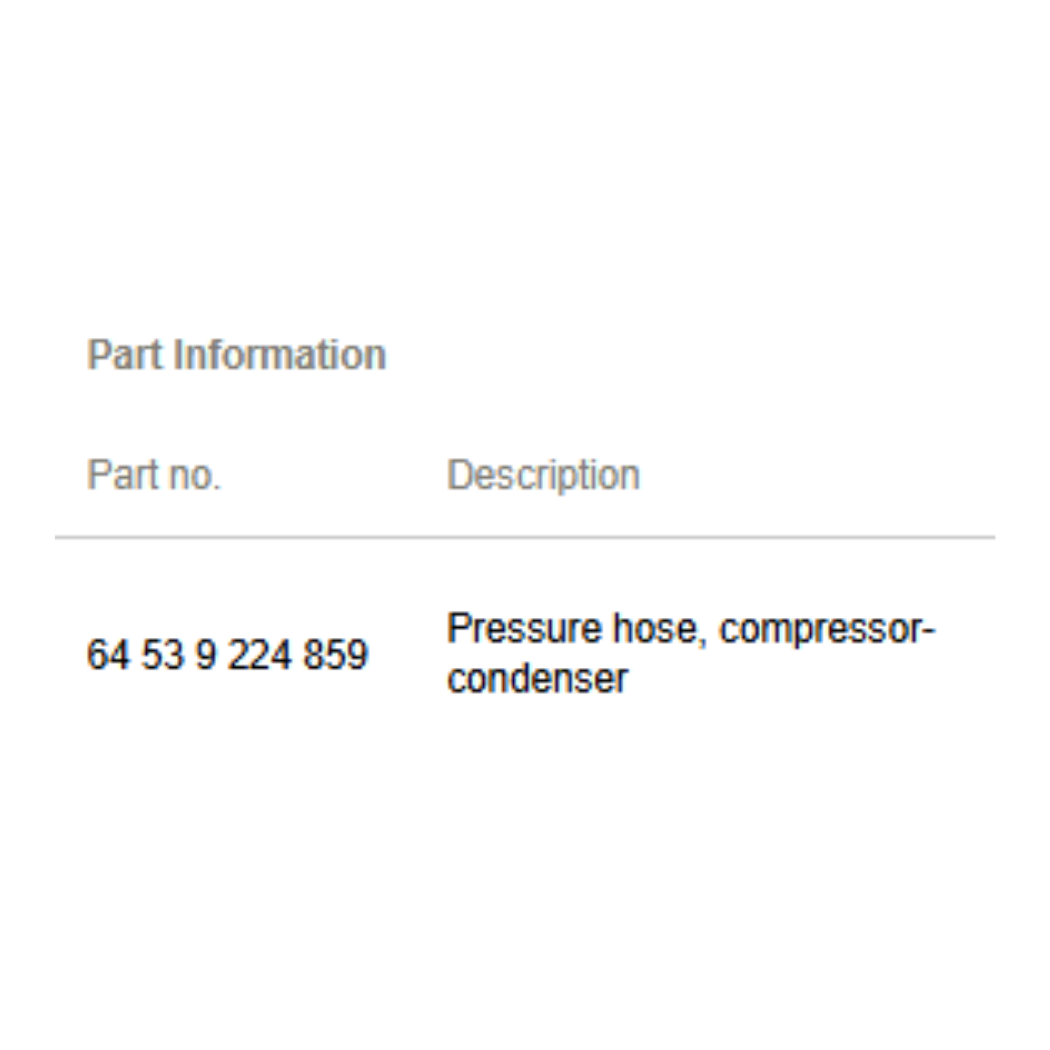 2007–2015 Mini Cooper A/C Discharge Hose OEM 64539224859