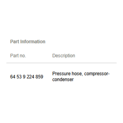 2007–2015 Mini Cooper A/C Discharge Hose OEM 64539224859