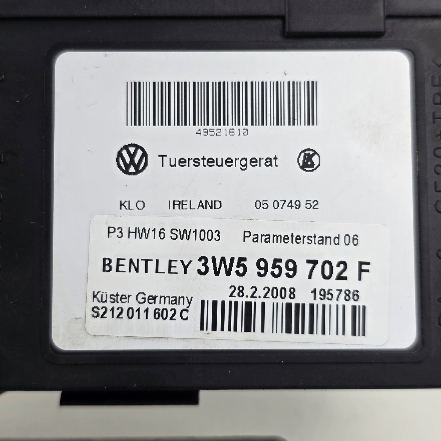 2006-2012 Bentley Continental Flying Spur Window Motor Front Right 3W5959702F