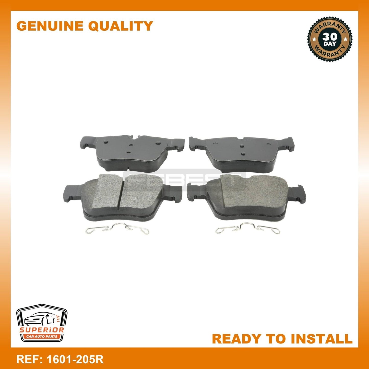 FEBEST Mercedes-Benz Pad Kit, Disc Brake, Rear 1601-205R