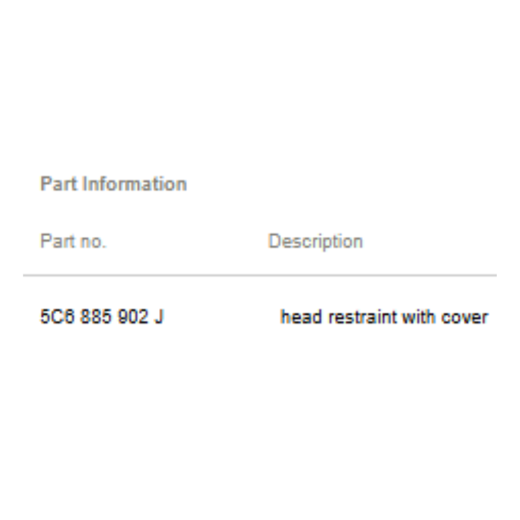 2011–2015 VW Jetta Center Head Restraint w/ Cover OEM 5C6885902J