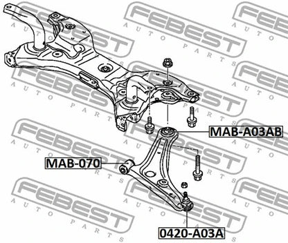 FEBEST MITSUBISHI REAR BUSHING, FRONT CONTROL ARM - MAB-A03AB