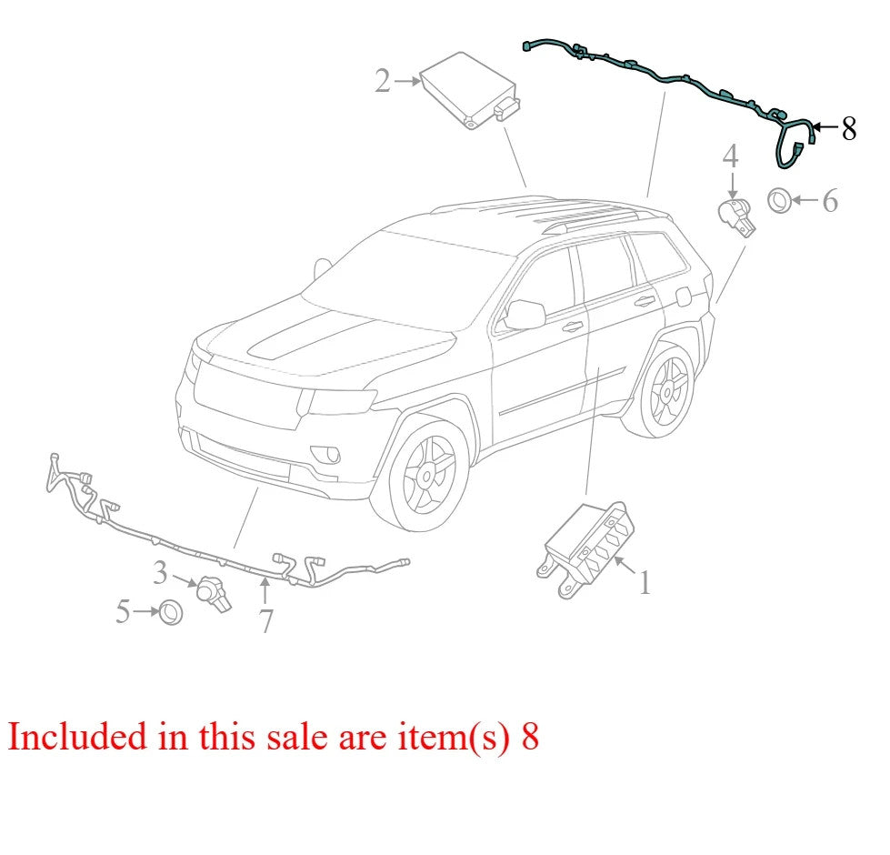 2015 Jeep Grand Cherokee Parking Aid System Wiring Harness Used OEM 68143474AA