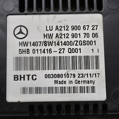 2015-2017 Mercedes-Benz E63 AMG HVAC Temperature Control Panel A2129006727