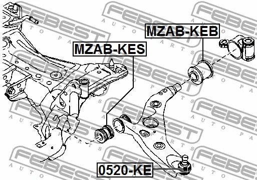 FEBEST 2012-2017 Mazda 6 Rear Bushing Front Control Arm MZAB-KEB
