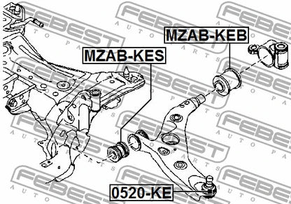 FEBEST 2012-2017 Mazda 6 Rear Bushing Front Control Arm MZAB-KEB
