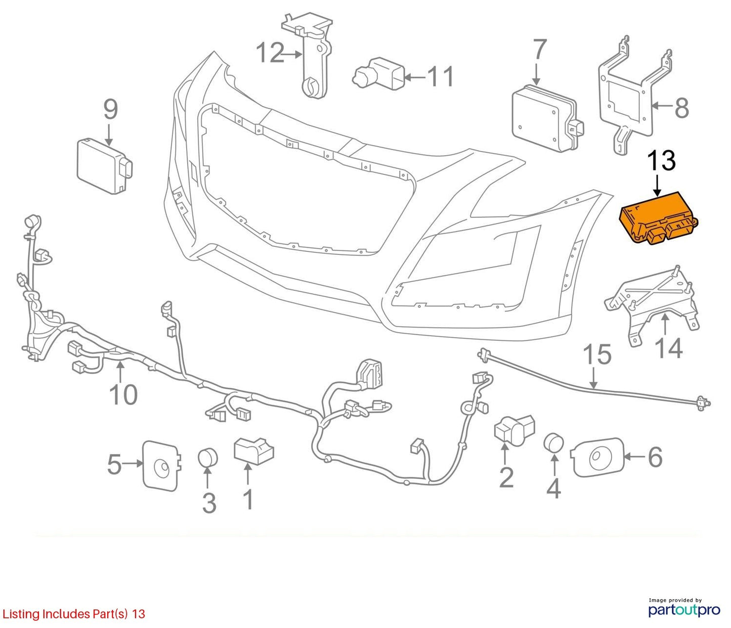 2018 Cadillac CTS Pedestrian Impact Detection Module Used OEM 22895852