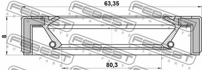 FEBEST 02-13 Mitsubishi Drive Shaft Oil Seal 63.35X80.3X8 95GAS-65800808X