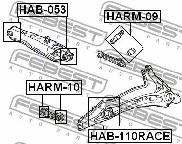 FEBEST 1994 Honda Civic Arm Bushing For Rear Arm HAB-110RACE