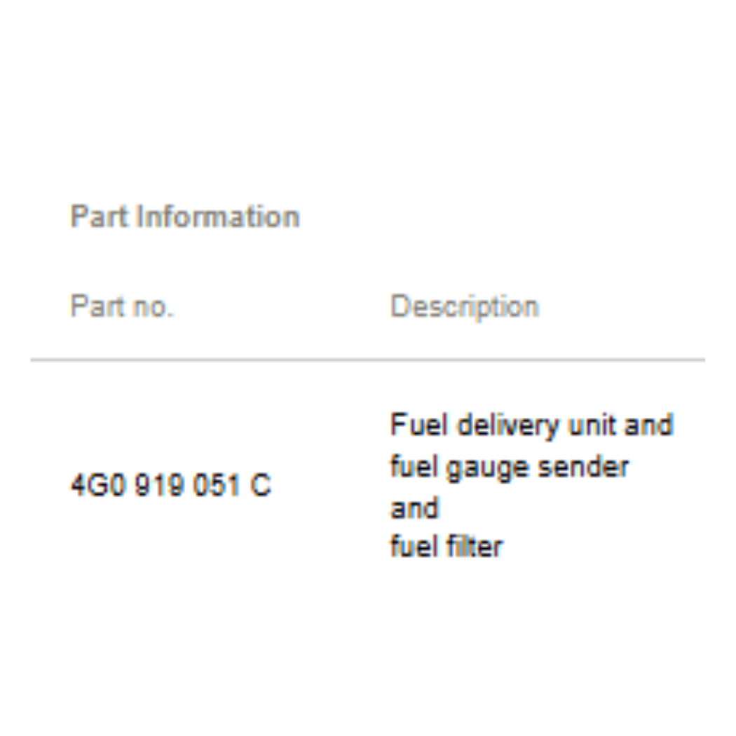 2012–2015 Audi A6 Fuel Feed Unit / In-Tank Pump Used OEM 4G0919051C