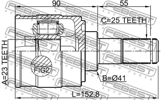 FEBEST HYUNDAI Inner Cv Joint Left 1211-CREMT2WD