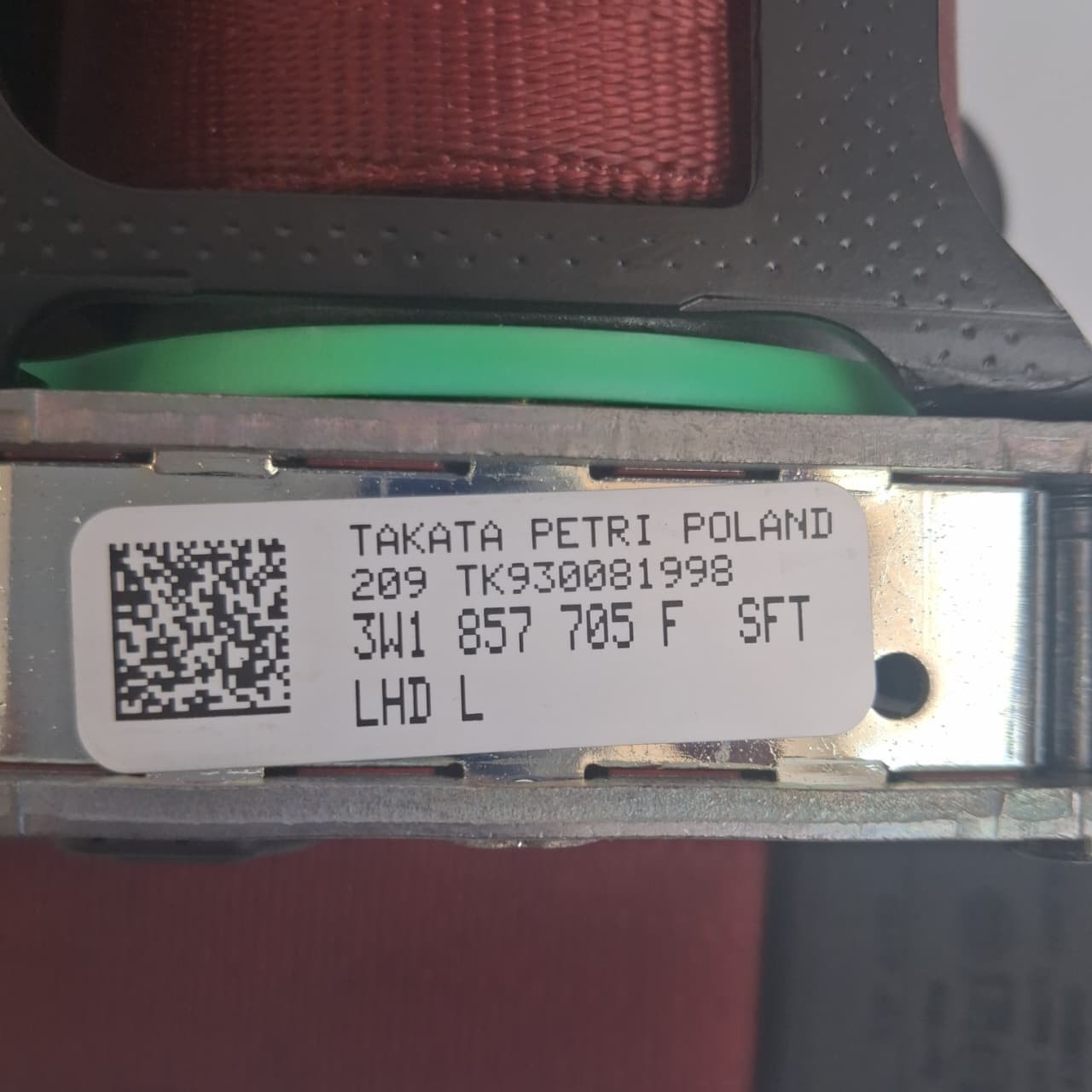 11-12 BENTLEY CONTINENTAL GT Front LHS Seat Belt 3W1857705