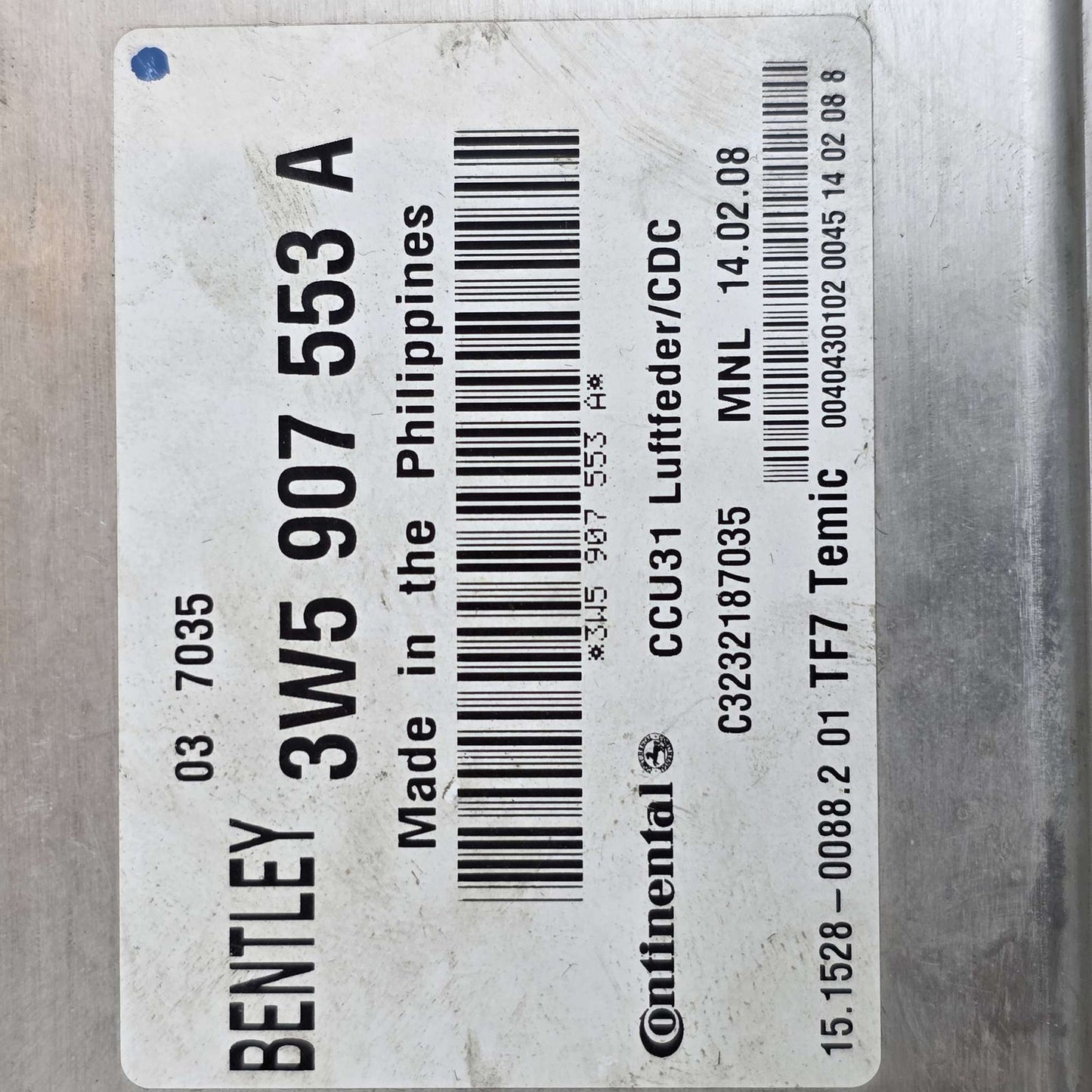 2006-2010 Bentley Flying Spur Adaptive Suspension Control Unit 3W5907553A