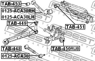 FEBEST 2010-2018 Lexus CT200h Rear Knuckle Bushing TAB-450RUB