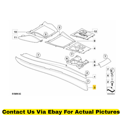 2012 BMW X6 Right Centre Console Trim Panel Used OEM 51166973484