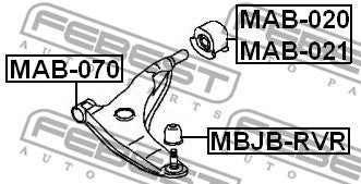 FEBEST 1993-2000 Mitsubishi Mirage Rear Bushing Front Right Control Arm MAB-020