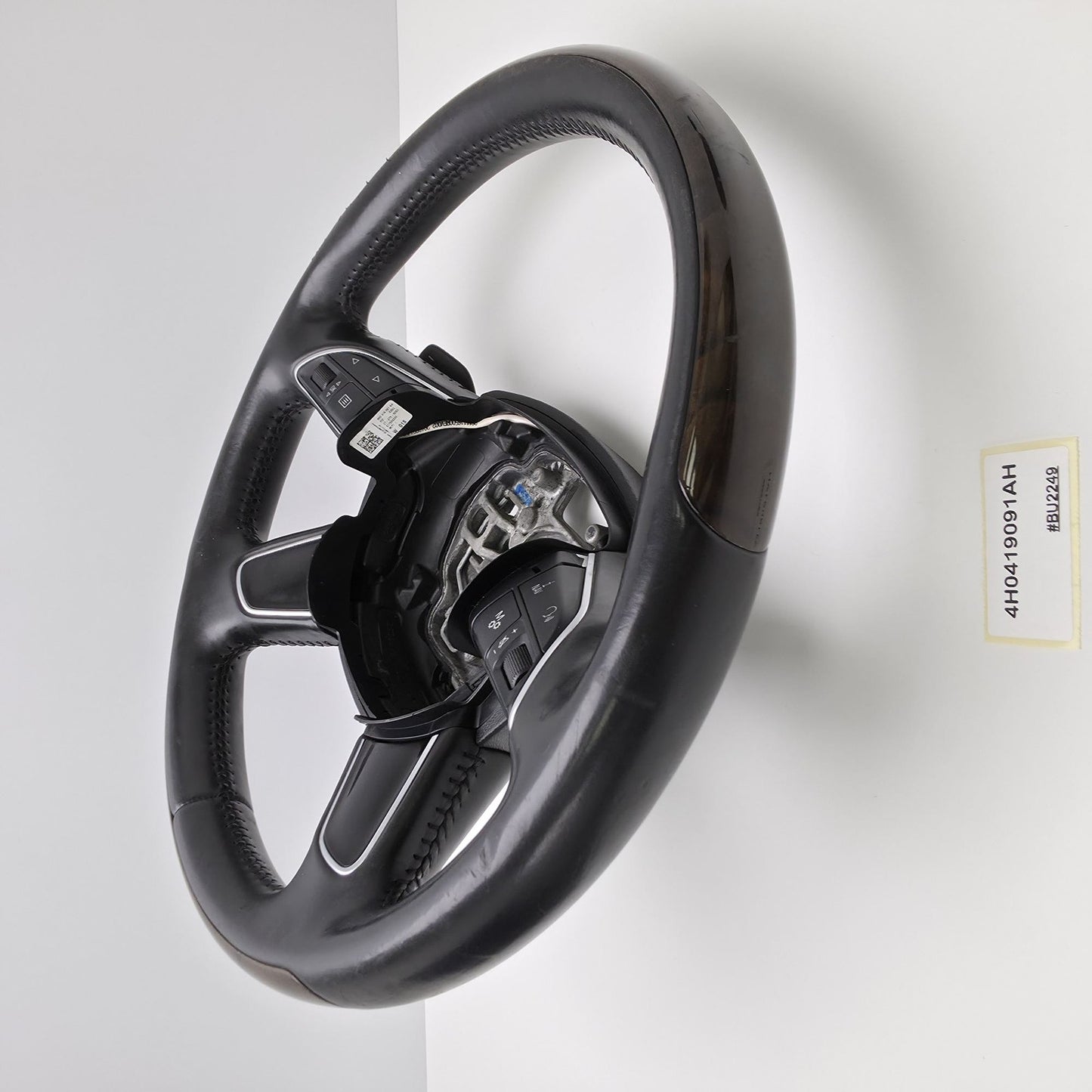 2014-2017 Audi A8 Leather Wood Steering Wheel with Shift Paddles 4H0419091AH