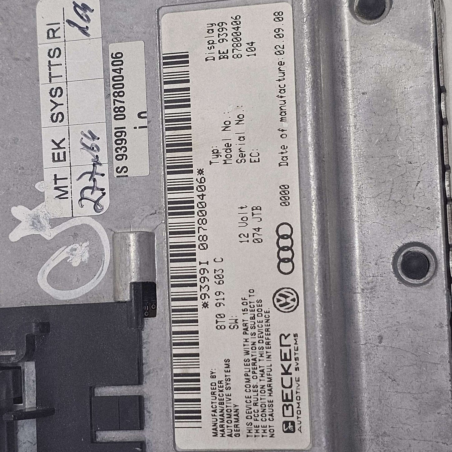 2005-2012 Audi A4 MMI Display Screen GPS Navigation System 8T0919603C