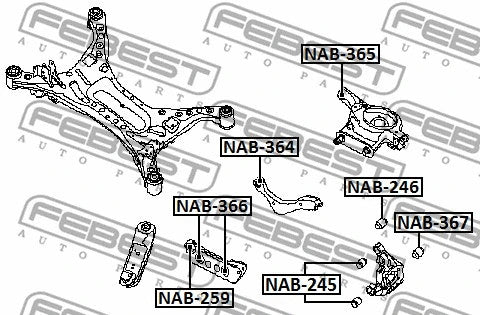 FEBEST 2012-2018 Nissan Altima Rear Transverse Arm Bushing NAB-366