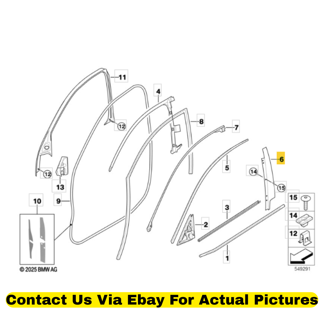 2012 BMW X6 B‑Pillar Window Frame Trim Pair Used OEM