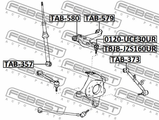 FEBEST 2001-2006 Lexus LS430 Front Bushing Rear Upper Control Arm TAB-580