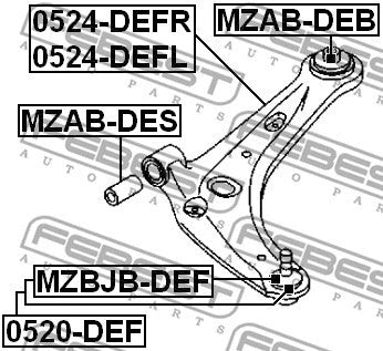 FEBEST 2008-2023 Mazda 2 Front Arm Bushing MZAB-DEB