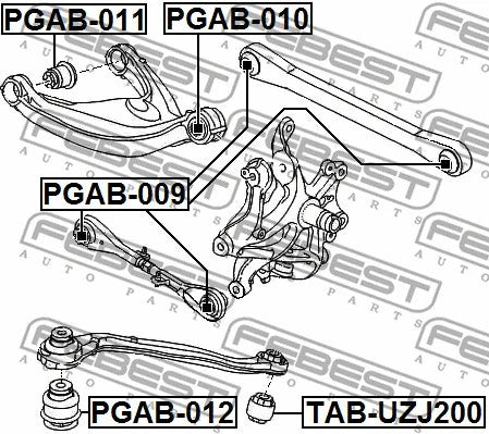 FEBEST 2012-2017 Peugeot 508 Suspension Control Arm Bushing Rear Lower PGAB-009