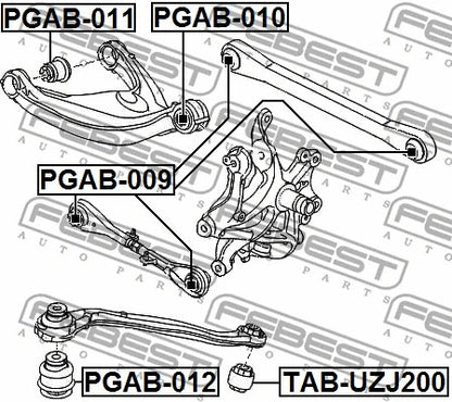 FEBEST 2012-2017 Peugeot 508 Suspension Control Arm Bushing Rear Lower PGAB-009